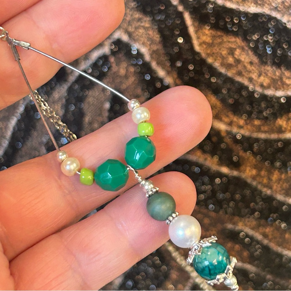 Handcrafted vintage bead changeable charm pendant on chain necklace